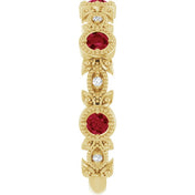 14K Yellow Natural Lab-Grown Ruby & .03 CTW Natural Diamond Leaf Ring