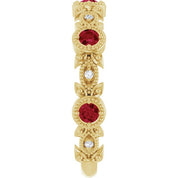 14K Yellow Natural Lab-Grown Ruby & .03 CTW Natural Diamond Leaf Ring