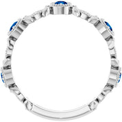 Platinum Natural Lab-Grown Blue Sapphire & .03 CTW Natural Diamond Leaf Ring