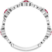 Platinum Natural Lab-Grown Ruby & .03 CTW Natural Diamond Leaf Ring