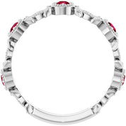Platinum Natural Lab-Grown Ruby & .03 CTW Natural Diamond Leaf Ring