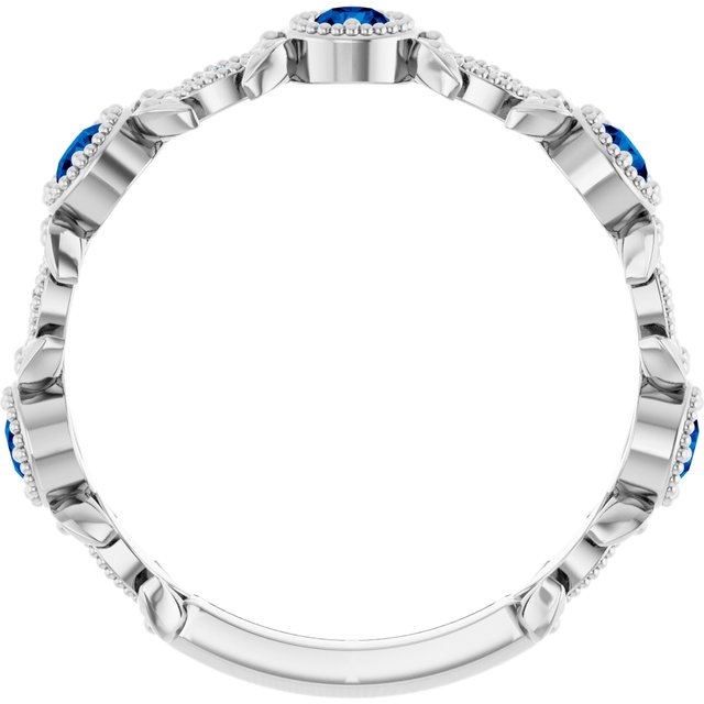 Sterling Silver Natural Lab-Grown Blue Sapphire & .03 CTW Natural Diamond Leaf Ring