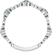 Platinum Lab-Grown Alexandrite & .03 CTW Natural Diamond Leaf Ring