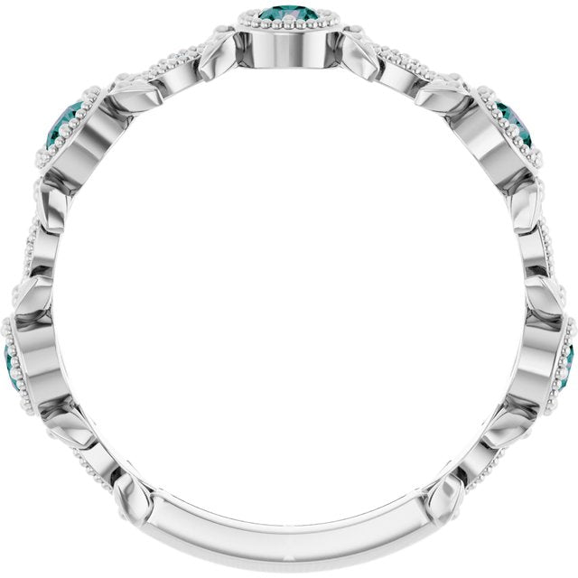 Platinum Lab-Grown Alexandrite & .03 CTW Natural Diamond Leaf Ring