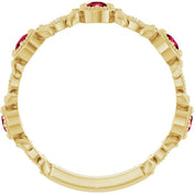 14K Yellow Natural Lab-Grown Ruby & .03 CTW Natural Diamond Leaf Ring