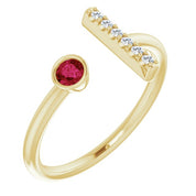 14K Yellow Natural Ruby & .05 CTW Natural Diamond Bar Ring