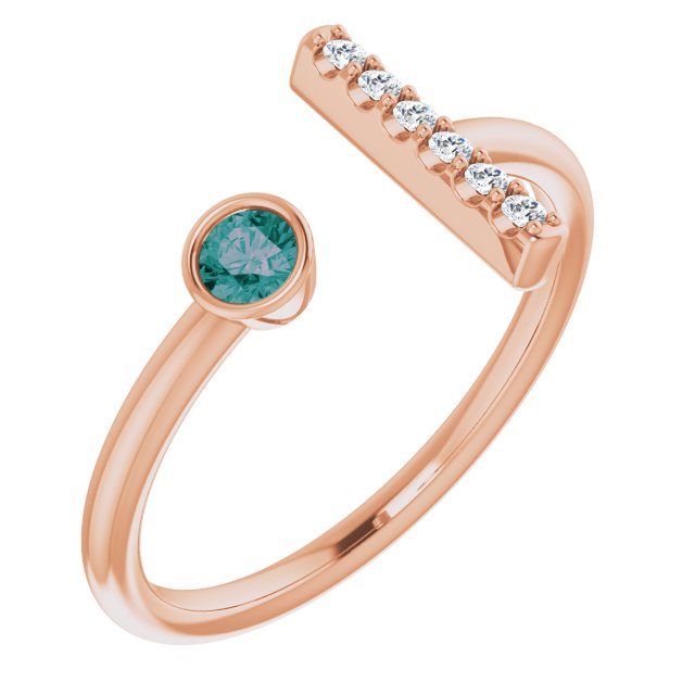 14K Rose Lab-Grown Alexandrite & .05 CTW Natural Diamond Bar Ring