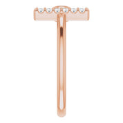 14K Rose Natural Pink Tourmaline & .05 CTW Natural Diamond Bar Ring