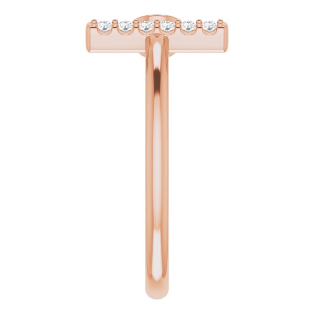 14K Rose Natural Pink Tourmaline & .05 CTW Natural Diamond Bar Ring