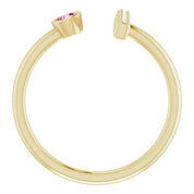 14K Yellow Natural Pink Tourmaline & .05 CTW Natural Diamond Bar Ring
