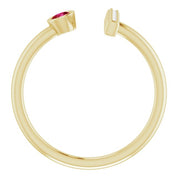 14K Yellow Natural Ruby & .05 CTW Natural Diamond Bar Ring
