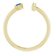 14K Yellow Lab-Grown Blue Sapphire & .05 CTW Natural Diamond Bar Ring