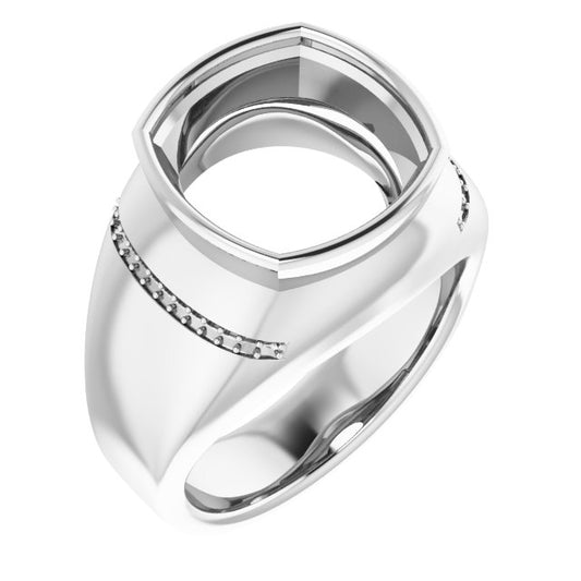 Sterling Silver 13 mm Cushion Ring Mounting