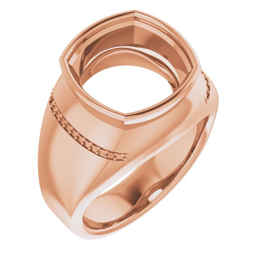 14K Rose 13 mm Cushion Ring Mounting