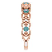 14K Rose Lab-Grown Alexandrite & .02 CTW Natural Diamond Scroll Ring