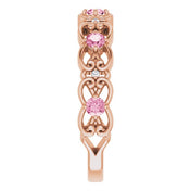 14K Rose Natural Pink Tourmaline & .02 CTW Natural Diamond Scroll Ring