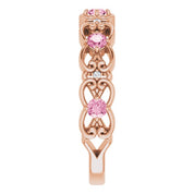 14K Rose Natural Pink Tourmaline & .02 CTW Natural Diamond Scroll Ring
