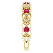 14K Yellow Natural Ruby & .02 CTW Natural Diamond Scroll Ring