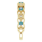 14K Yellow Lab-Grown Alexandrite & .02 CTW Natural Diamond Scroll Ring