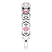 Platinum Natural Pink Tourmaline & .02 CTW Natural Diamond Scroll Ring