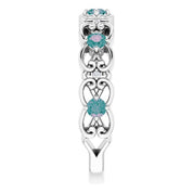 Sterling Silver Lab-Grown Alexandrite & .02 CTW Natural Diamond Scroll Ring