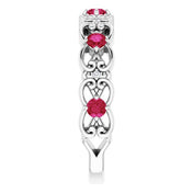 Sterling Silver Natural Ruby & .02 CTW Natural Diamond Scroll Ring