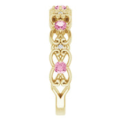 14K Yellow Natural Pink Tourmaline & .02 CTW Natural Diamond Scroll Ring