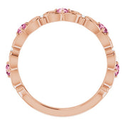 14K Rose Natural Pink Tourmaline & .02 CTW Natural Diamond Scroll Ring