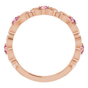 14K Rose Natural Pink Tourmaline & .02 CTW Natural Diamond Scroll Ring