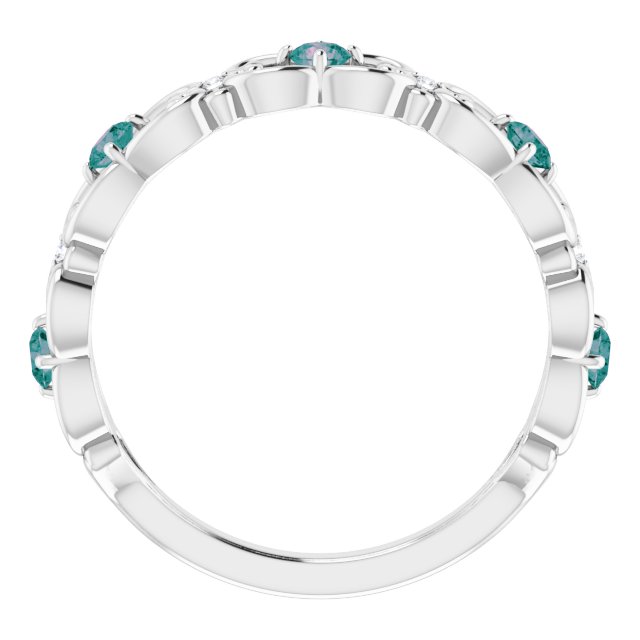 Platinum Lab-Grown Alexandrite & .02 CTW Natural Diamond Scroll Ring