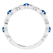 Sterling Silver Lab-Grown Blue Sapphire & .02 CTW Natural Diamond Scroll Ring
