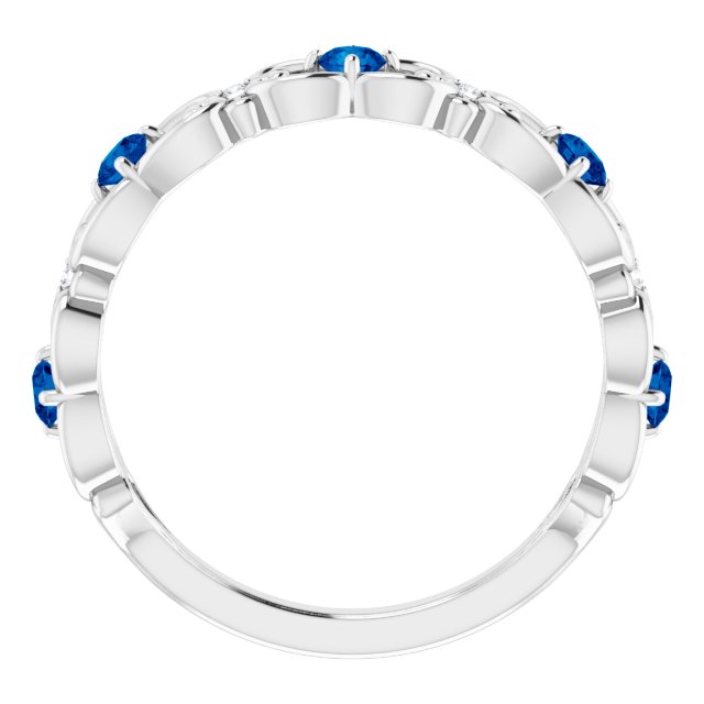 Sterling Silver Lab-Grown Blue Sapphire & .02 CTW Natural Diamond Scroll Ring