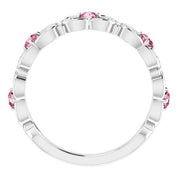 14K White Natural Pink Tourmaline & .02 CTW Natural Diamond Scroll Ring