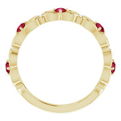 14K Yellow Natural Ruby & .02 CTW Natural Diamond Scroll Ring