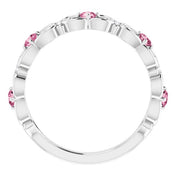Platinum Natural Pink Tourmaline & .02 CTW Natural Diamond Scroll Ring