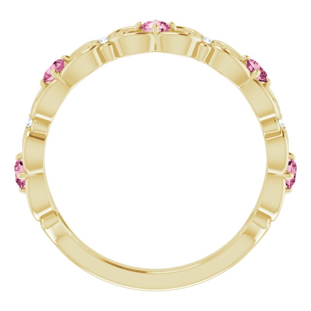 14K Yellow Natural Pink Tourmaline & .02 CTW Natural Diamond Scroll Ring