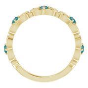 14K Yellow Lab-Grown Alexandrite & .02 CTW Natural Diamond Scroll Ring