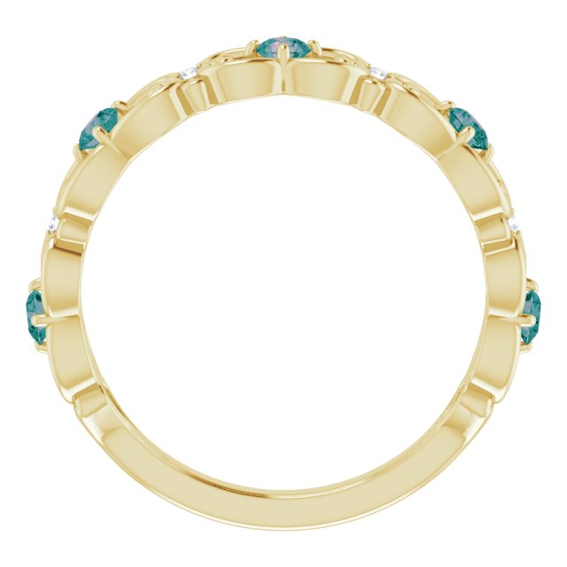 14K Yellow Lab-Grown Alexandrite & .02 CTW Natural Diamond Scroll Ring