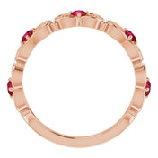 14K Rose Natural Ruby & .02 CTW Natural Diamond Scroll Ring