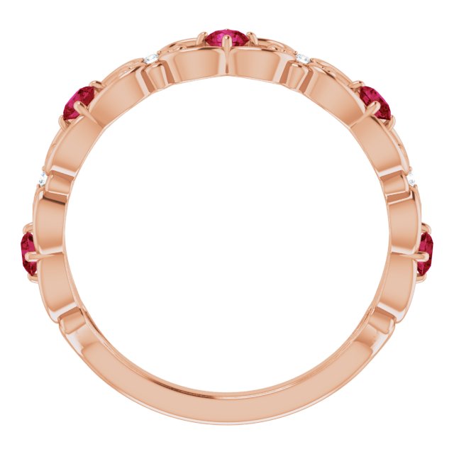 14K Rose Natural Ruby & .02 CTW Natural Diamond Scroll Ring