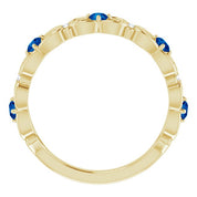 14K Yellow Lab-Grown Blue Sapphire & .02 CTW Natural Diamond Scroll Ring