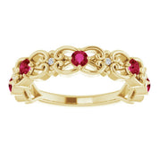 14K Yellow Natural Ruby & .02 CTW Natural Diamond Scroll Ring