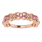 14K Rose Natural Pink Tourmaline & .02 CTW Natural Diamond Scroll Ring