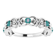 14K White Lab-Grown Alexandrite & .02 CTW Natural Diamond Scroll Ring