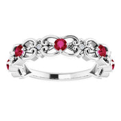 Sterling Silver Natural Ruby & .02 CTW Natural Diamond Scroll Ring
