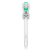 Sterling Silver Lab-Grown Emerald Bezel-Set Ring