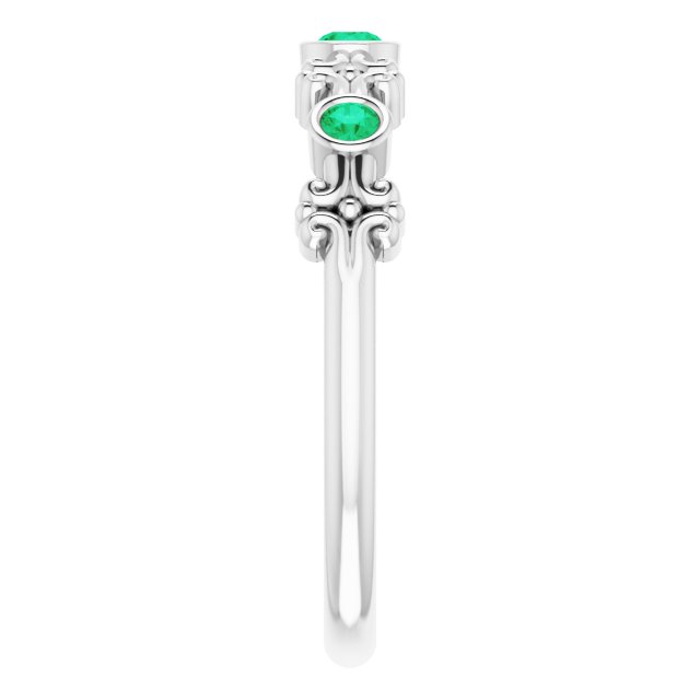 Sterling Silver Lab-Grown Emerald Bezel-Set Ring