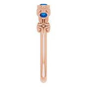 14K Rose Lab-Grown Blue Sapphire Bezel-Set Ring