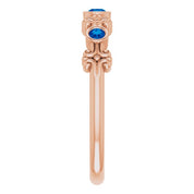 14K Rose Lab-Grown Blue Sapphire Bezel-Set Ring