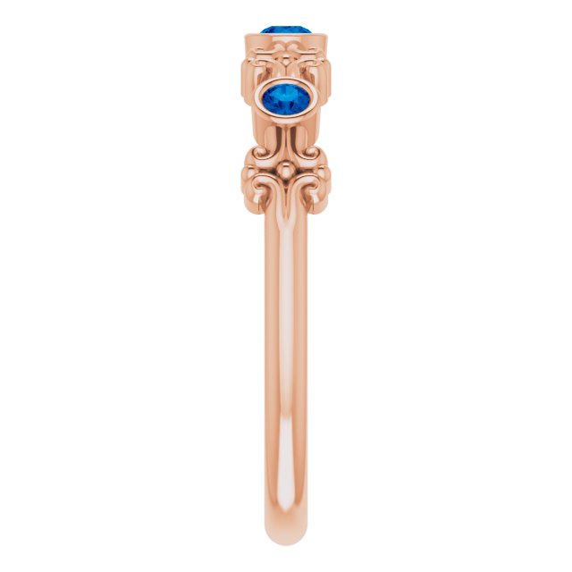 14K Rose Lab-Grown Blue Sapphire Bezel-Set Ring